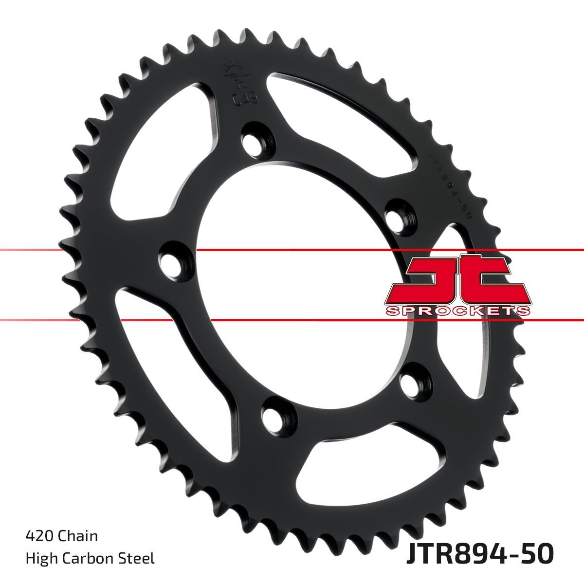 JT SPROCKETS JTR894.50ZBK REAR REPLACEMENT SPROCKET 50 TEETH 420 PITCH BLACK C49 HIGH CARBON STEEL JTR894.50ZBK