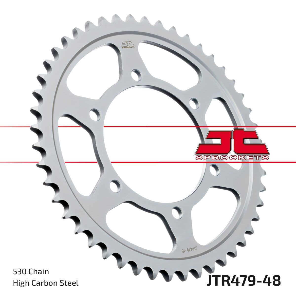 JT SPROCKETS JTR479.48ZBK REAR REPLACEMENT SPROCKET 48 TEETH 530 PITCH BLACK C49 HIGH CARBON STEEL JTR479.48ZBK