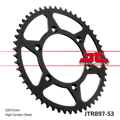 JT SPROCKETS JTR897.53 REAR REPLACEMENT SPROCKET 53 TEETH 520 PITCH BLACK C49 HIGH CARBON STEEL JTR897.53