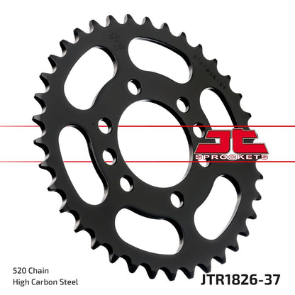 JT SPROCKETS JTR1826.37 REAR REPLACEMENT SPROCKET 37 TEETH 520 PITCH BLACK C49 HIGH CARBON STEEL JTR1826.37