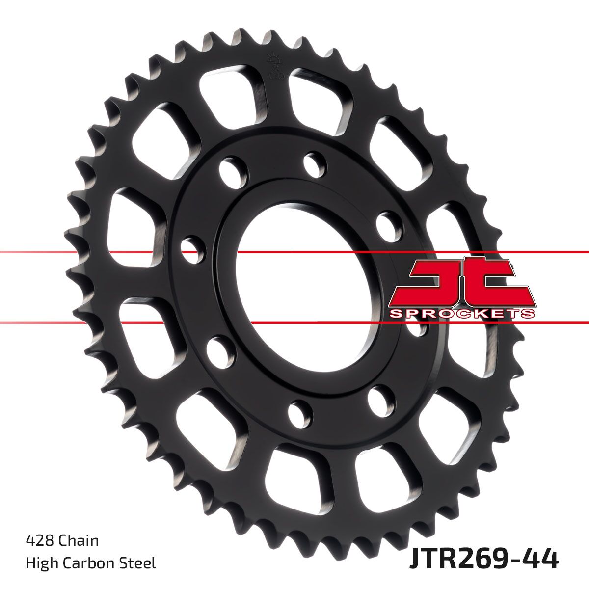 JT SPROCKETS JTR269.44 REAR REPLACEMENT SPROCKET 44 TEETH 428 PITCH BLACK C49 HIGH CARBON STEEL JTR269.44