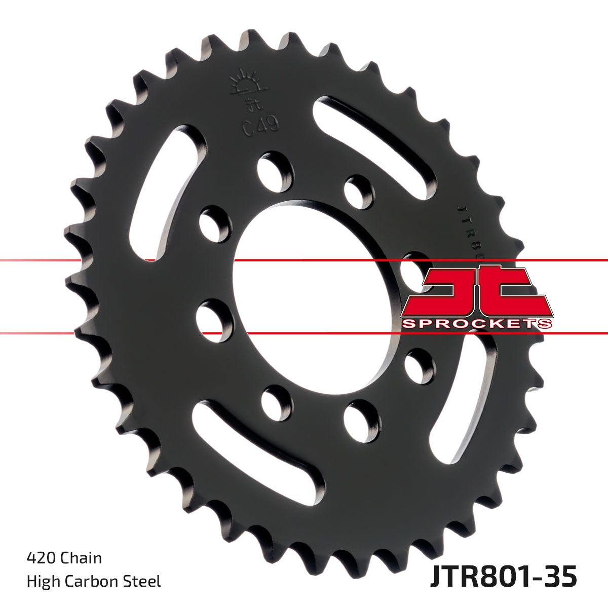 JT SPROCKETS JTR801.35 REAR REPLACEMENT SPROCKET 35 TEETH 420 PITCH NATURAL C49 HIGH CARBON STEEL JTR801.35