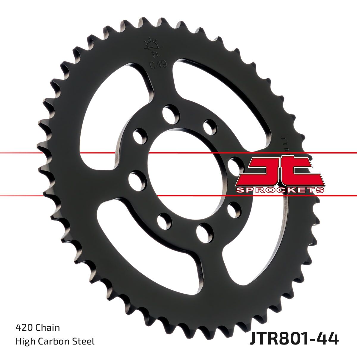 JT SPROCKETS JTR801.44 REAR REPLACEMENT SPROCKET 44 TEETH 420 PITCH NATURAL C49 HIGH CARBON STEEL JTR801.44