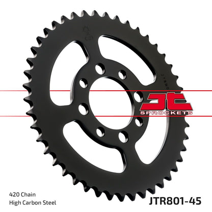JT SPROCKETS JTR801.45 REAR REPLACEMENT SPROCKET 45 TEETH 420 PITCH NATURAL C49 HIGH CARBON STEEL JTR801.45