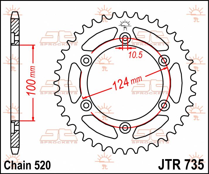JT SPROCKETS SPROCKET REAR 36T 520 JTR735.36