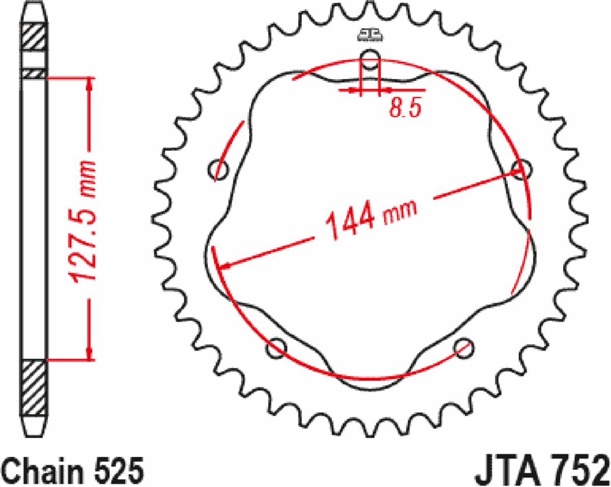 JT SPROCKETS SPROCKET REAR 41T 525 BLK - NE JTA752.41BLK