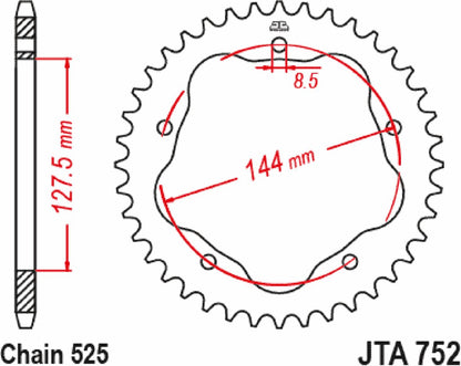 JT SPROCKETS SPROCKET REAR 41T 525 BLK - NE JTA752.41BLK