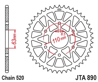 JT SPROCKETS SPROCKET RL 42T BLK JTA890.42BLK
