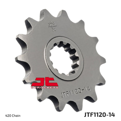 JT SPROCKETS JTF1120.14 FRONT REPLACEMENT SPROCKET 14 TEETH 420 PITCH NATURAL STEEL JTF1120.14