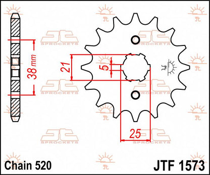 JT SPROCKETS JTF1573.13 FRONT REPLACEMENT SPROCKET 13 TEETH 520 PITCH NATURAL STEEL JTF1573.13