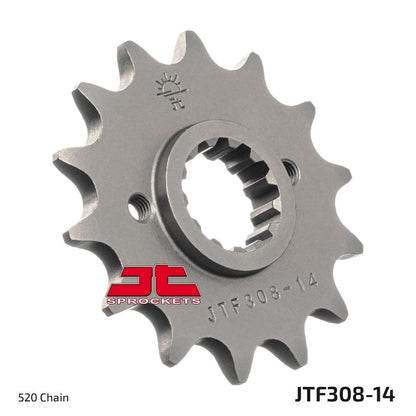 JT SPROCKETS JTF308.14 FRONT REPLACEMENT SPROCKET 14 TEETH 520 PITCH NATURAL STEEL JTF308.14