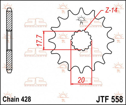JT SPROCKETS JTF558.17 FRONT REPLACEMENT SPROCKET 17 TEETH 428 PITCH NATURAL STEEL JTF558.17