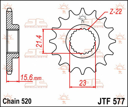 JT SPROCKETS JTF577.14 FRONT REPLACEMENT SPROCKET 14 TEETH 520 PITCH NATURAL STEEL JTF577.14
