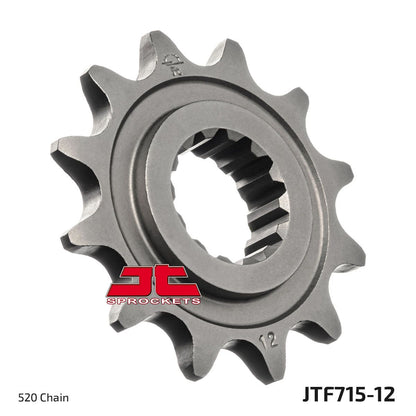 JT SPROCKETS JTF715.12 FRONT REPLACEMENT SPROCKET 12 TEETH 520 PITCH NATURAL STEEL JTF715.12