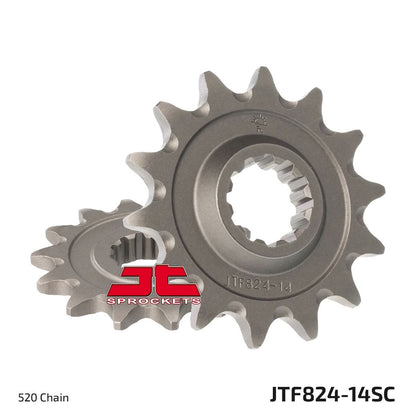 JT SPROCKETS JTF824.14SC FRONT SELF CLEANING SPROCKET 14 TEETH 520 PITCH NATURAL CHROMOLY STEEL ALLOY JTF824.14SC