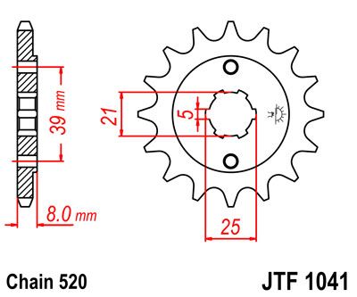 JT SPROCKETS JTF104114 FRONT REPLACEMENT SPROCKET 14 TEETH 520 PITCH NATURAL CHROMOLY STEEL ALLOY JTF1041.14