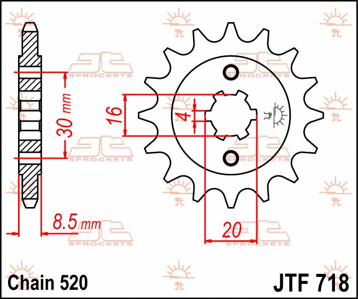 JT SPROCKETS JTF718.12 FRONT REPLACEMENT SPROCKET 12 TEETH 520 PITCH NATURAL CHROMOLY STEEL ALLOY JTF718.12