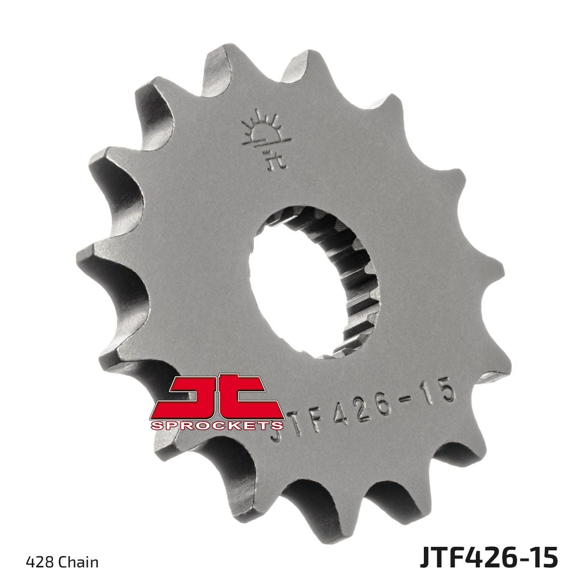 JT SPROCKETS JTF426.15 FRONT REPLACEMENT SPROCKET 15 TEETH 428 PITCH NATURAL CHROMOLY STEEL ALLOY JTF426.15