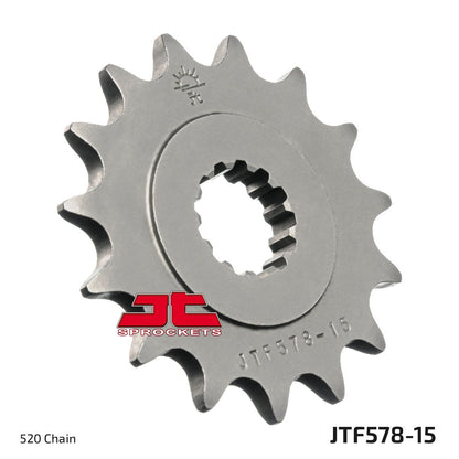 JT SPROCKETS JTF578.15 FRONT REPLACEMENT SPROCKET 15 TEETH 520 PITCH NATURAL CHROMOLY STEEL ALLOY JTF578.15