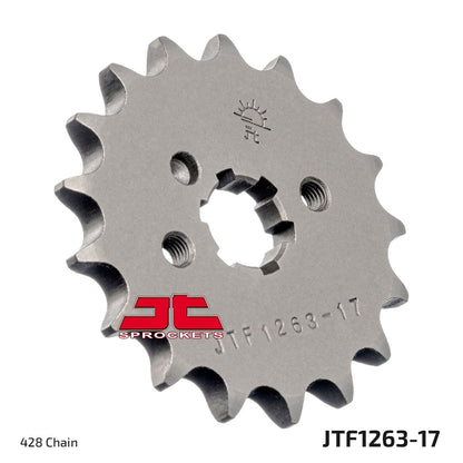 JT SPROCKETS JTF1263.17 FRONT REPLACEMENT SPROCKET 17 TEETH 428 PITCH NATURAL CHROMOLY STEEL ALLOY JTF1263.17