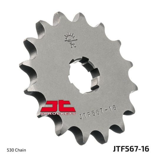 JT SPROCKETS JTF567.16 FRONT REPLACEMENT SPROCKET 16 TEETH 530 PITCH NATURAL CHROMOLY STEEL ALLOY JTF567.16
