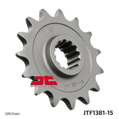 JT SPROCKETS JTF1381.15 FRONT REPLACEMENT SPROCKET 15 TEETH 520 PITCH NATURAL CHROMOLY STEEL ALLOY JTF1381.15