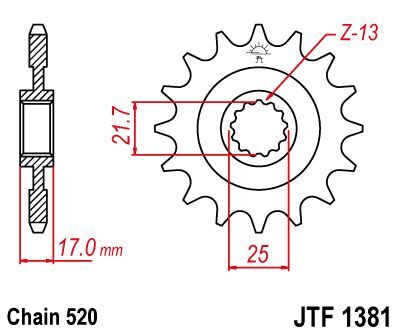 JT SPROCKETS JTF1381.15 FRONT REPLACEMENT SPROCKET 15 TEETH 520 PITCH NATURAL CHROMOLY STEEL ALLOY JTF1381.15