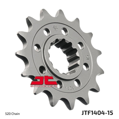 JT SPROCKETS JTF1404.15 FRONT REPLACEMENT SPROCKET 15 TEETH 520 PITCH NATURAL CHROMOLY STEEL ALLOY JTF1404.15