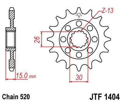 JT SPROCKETS JTF1404.16 FRONT REPLACEMENT SPROCKET 16 TEETH 520 PITCH NATURAL CHROMOLY STEEL ALLOY JTF1404.16