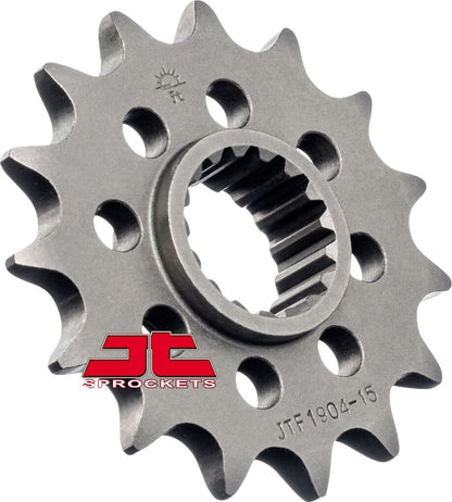 JT SPROCKETS JTF1904.15 FRONT REPLACEMENT SPROCKET 15 TEETH 525 PITCH NATURAL SCM420 CHROMOLY STEEL ALLOY JTF1904.15