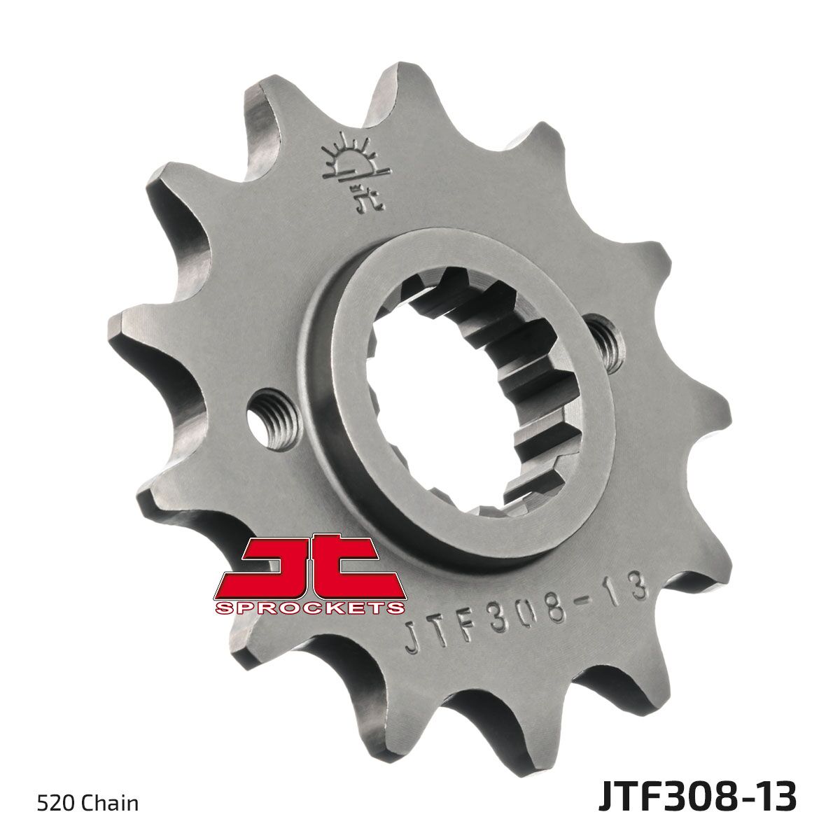 JT SPROCKETS JTF308.13 FRONT REPLACEMENT SPROCKET 13 TEETH 520 PITCH NATURAL SCM420 CHROMOLY STEEL ALLOY JTF308.13