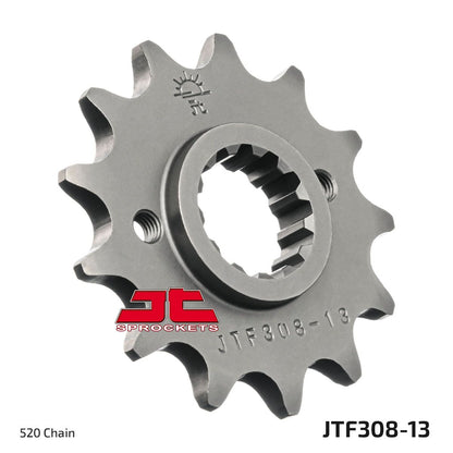 JT SPROCKETS JTF308.13 FRONT REPLACEMENT SPROCKET 13 TEETH 520 PITCH NATURAL SCM420 CHROMOLY STEEL ALLOY JTF308.13