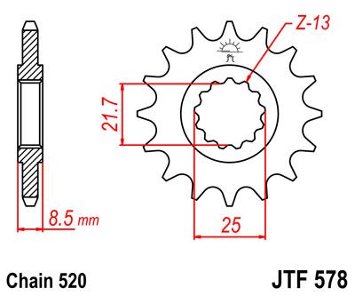 JT SPROCKETS JTF578.17 FRONT REPLACEMENT SPROCKET 17 TEETH 520 PITCH NATURAL SCM420 CHROMOLY STEEL ALLOY JTF578.17