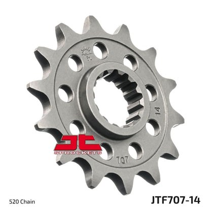 JT SPROCKETS JTF707.14 FRONT REPLACEMENT SPROCKET 14 TEETH 520 PITCH NATURAL SCM420 CHROMOLY STEEL ALLOY JTF707.14
