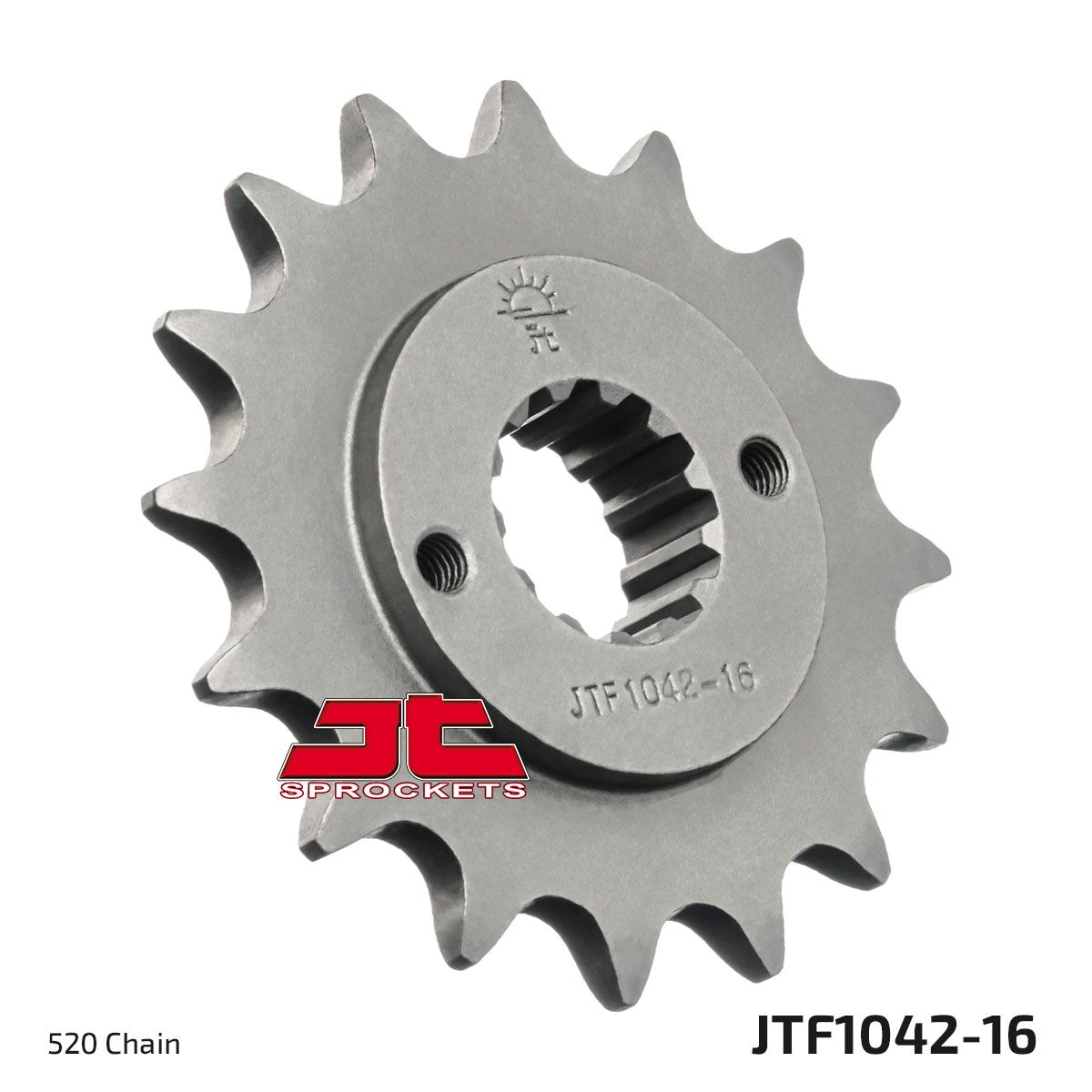 JT SPROCKETS JTF1042.16 FRONT REPLACEMENT SPROCKET 16 TEETH 520 PITCH NATURAL SCM420 CHROMOLY STEEL ALLOY JTF1042.16