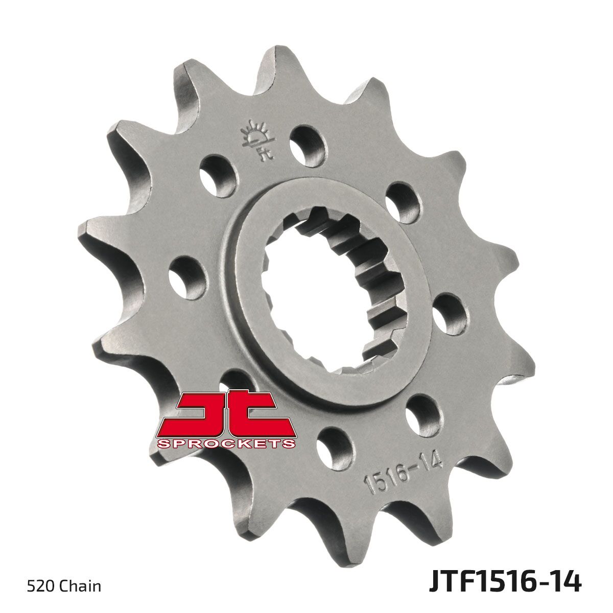JT SPROCKETS JTF1516.14 FRONT REPLACEMENT SPROCKET 14 TEETH 520 PITCH NATURAL SCM420 CHROMOLY STEEL ALLOY JTF1516.14