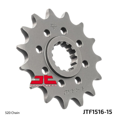 JT SPROCKETS JTF1516.15 FRONT REPLACEMENT SPROCKET 15 TEETH 520 PITCH NATURAL SCM420 CHROMOLY STEEL ALLOY JTF1516.15