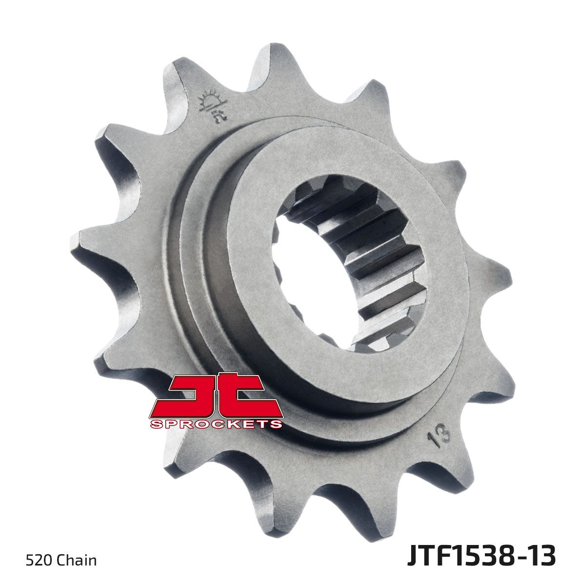 JT SPROCKETS JTF1538.13 FRONT REPLACEMENT SPROCKET 13 TEETH 520 PITCH NATURAL SCM420 CHROMOLY STEEL ALLOY JTF1538.13