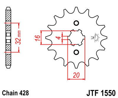 JT SPROCKETS JTF1550.13 FRONT REPLACEMENT SPROCKET 13 TEETH 428 PITCH NATURAL SCM420 CHROMOLY STEEL ALLOY JTF1550.13
