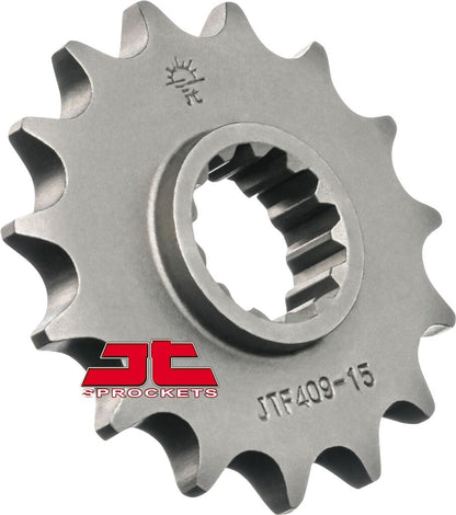 JT SPROCKETS JTF409.15 FRONT REPLACEMENT SPROCKET 15 TEETH 128 PITCH NATURAL SCM420 CHROMOLY STEEL ALLOY JTF409.15