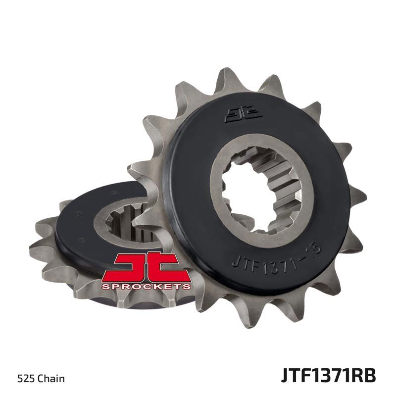 JT SPROCKETS JTF1371.15RB FRONT RUBBER CUSHIONED SPROCKET 15 TEETH 525 PITCH NATURAL SCM420 CHROMOLY STEEL ALLOY JTF1371.15RB
