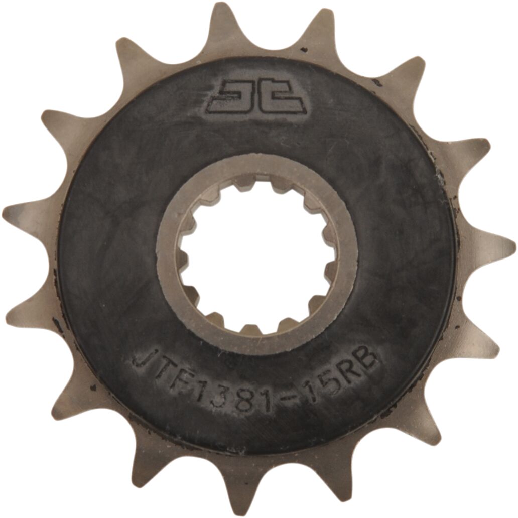 JT SPROCKETS JTF1381.15RB FRONT RUBBER CUSHIONED SPROCKET 15 TEETH 520 PITCH NATURAL SCM420 CHROMOLY STEEL ALLOY JTF1381.15RB