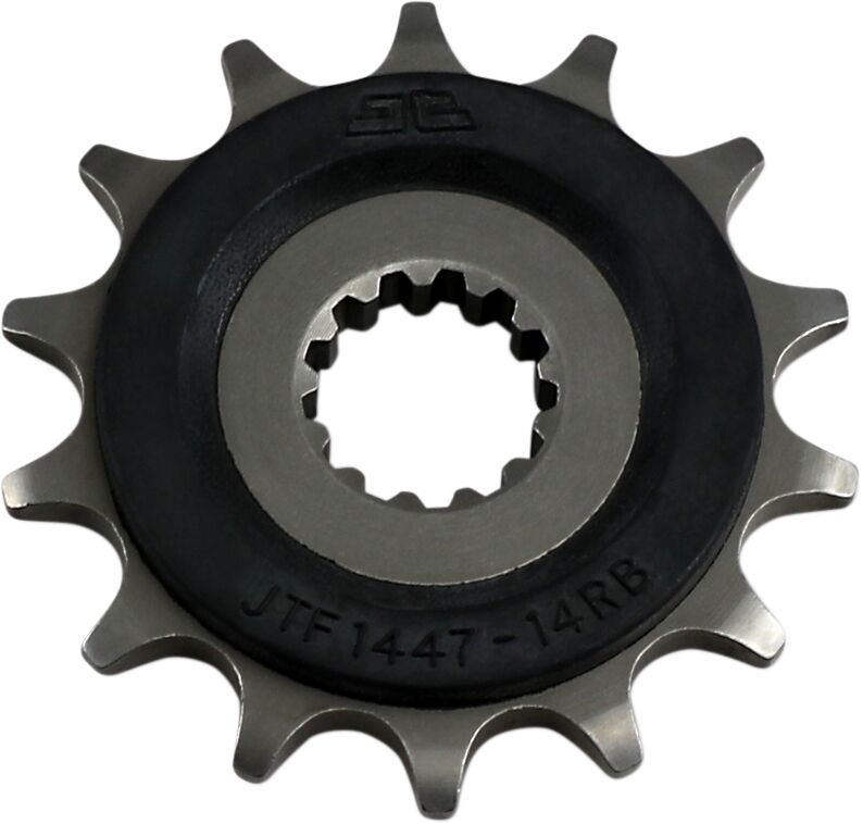 JT SPROCKETS JTF1447.14RB FRONT RUBBER CUSHIONED SPROCKET 14 TEETH 520 PITCH NATURAL SCM420/20CRMO CHROMOLY STEEL JTF1447.14RB