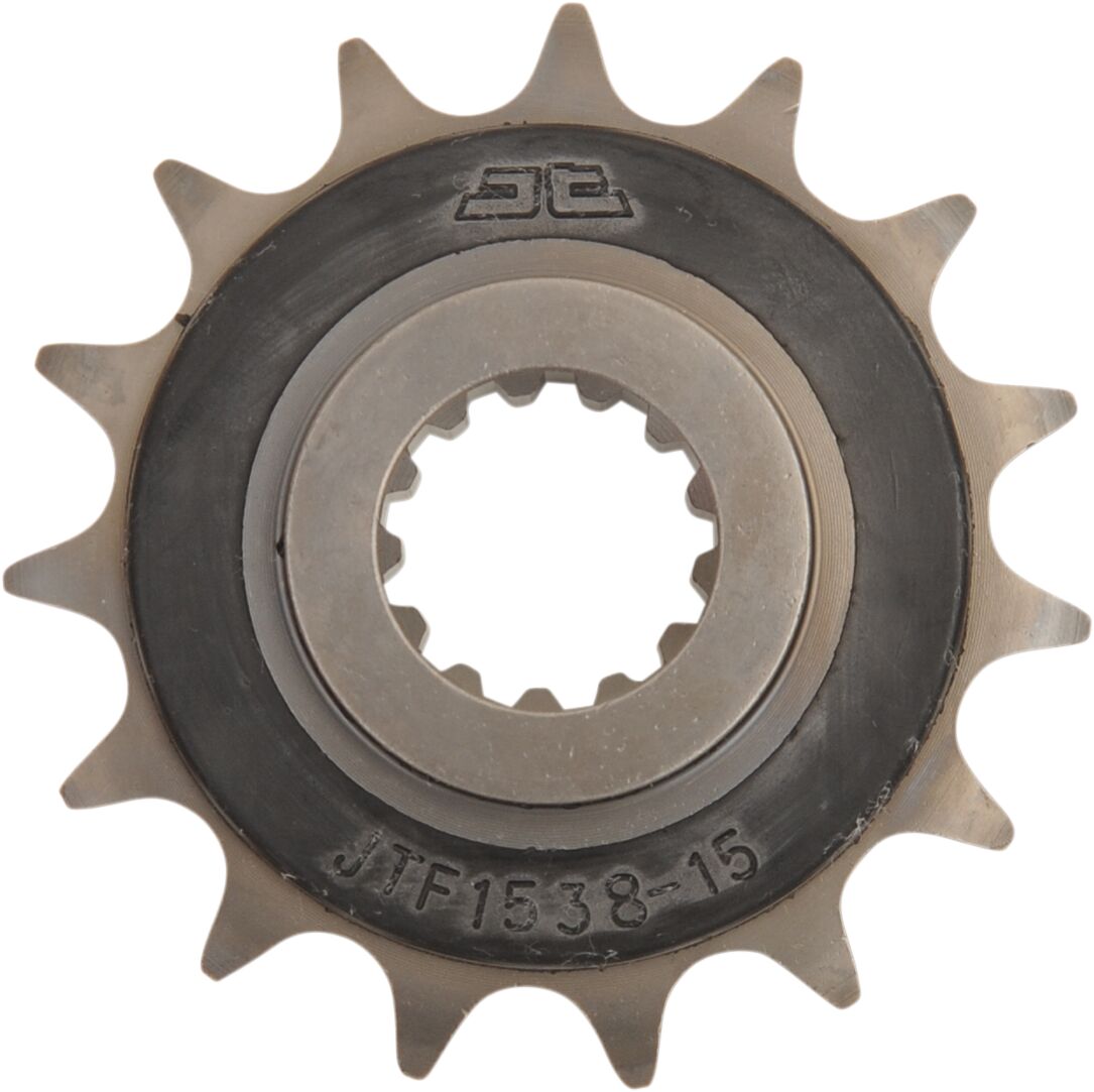 JT SPROCKETS JTF1538.15RB FRONT RUBBER CUSHIONED SPROCKET 15 TEETH 520 PITCH NATURAL SCM420 CHROMOLY STEEL ALLOY JTF1538.15RB