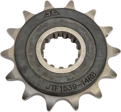 JT SPROCKETS JTF1539.14RB FRONT RUBBER CUSHIONED SPROCKET 14 TEETH 520 PITCH NATURAL SCM420 CHROMOLY STEEL ALLOY JTF1539.14RB