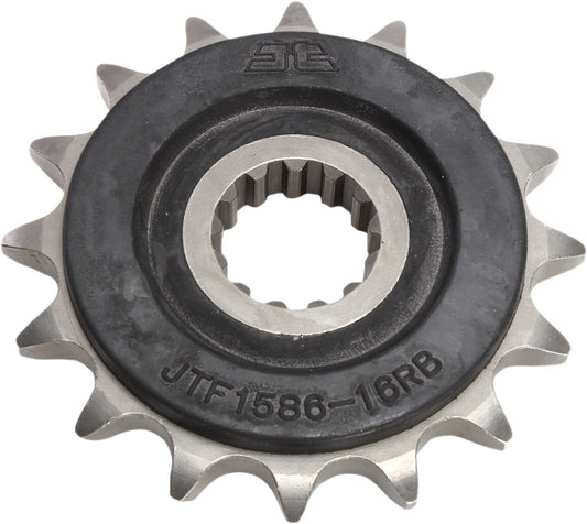JT SPROCKETS JTF1586.16RB FRONT RUBBER CUSHIONED SPROCKET 16 TEETH 525 PITCH NATURAL SCM420 CHROMOLY STEEL ALLOY JTF1586.16RB