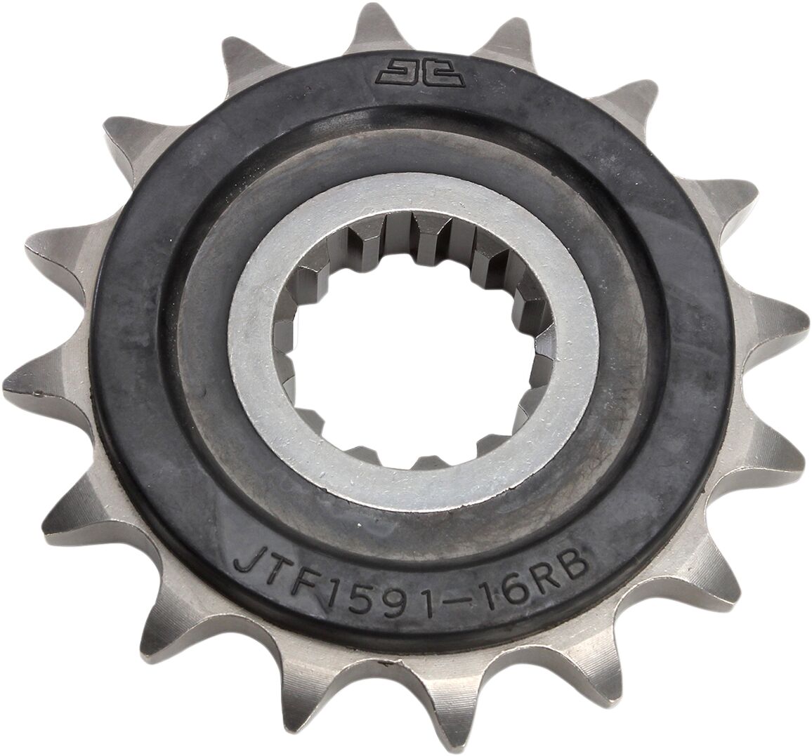 JT SPROCKETS JTF1591.16RB FRONT RUBBER CUSHIONED SPROCKET 16 TEETH 525 PITCH NATURAL SCM420 CHROMOLY STEEL ALLOY JTF1591.16RB