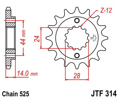 JT SPROCKETS JTF314.16RB FRONT RUBBER CUSHIONED SPROCKET 16 TEETH 525 PITCH NATURAL SCM420 CHROMOLY STEEL ALLOY JTF314.16RB