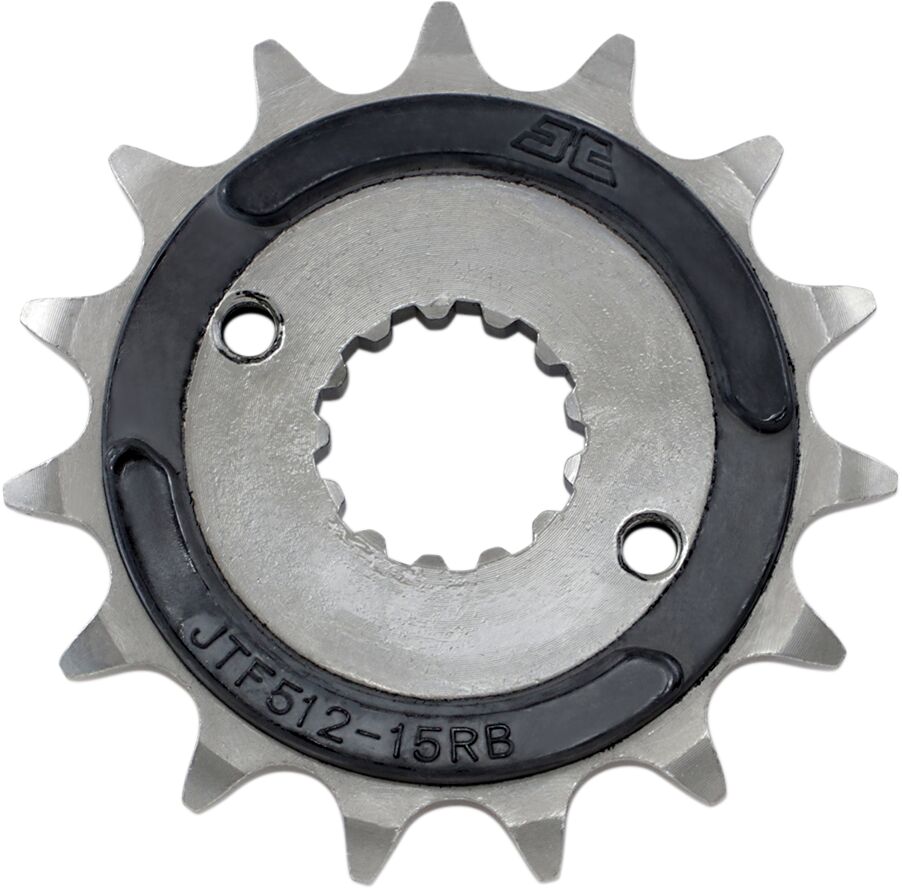 JT SPROCKETS JTF512.15RB FRONT RUBBER CUSHIONED SPROCKET 15 TEETH 520 PITCH NATURAL SCM420 CHROMOLY STEEL ALLOY JTF512.15RB