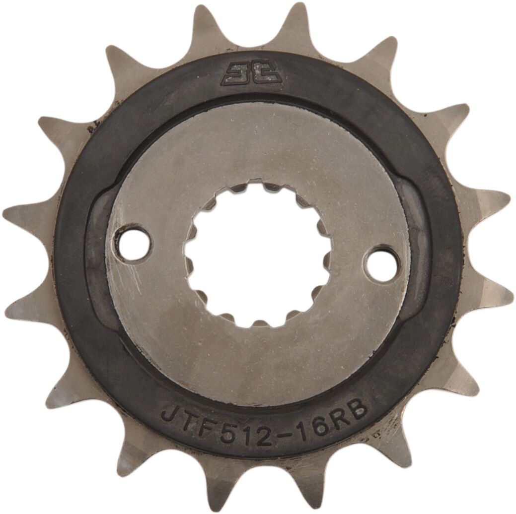 JT SPROCKETS JTF512.16RB FRONT RUBBER CUSHIONED SPROCKET 16 TEETH 520 PITCH NATURAL SCM420 CHROMOLY STEEL ALLOY JTF512.16RB
